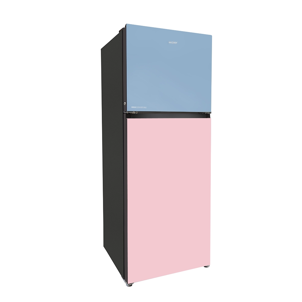 Haier Vogue Series  328L Rose Blue Glass   Finish,10 in 1 Convertible Modes  Top Mount Frost Free Refrigerator HRF-3783RBG-P